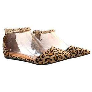 Refresh Shilla Leopard Print Ankle Strap Flats